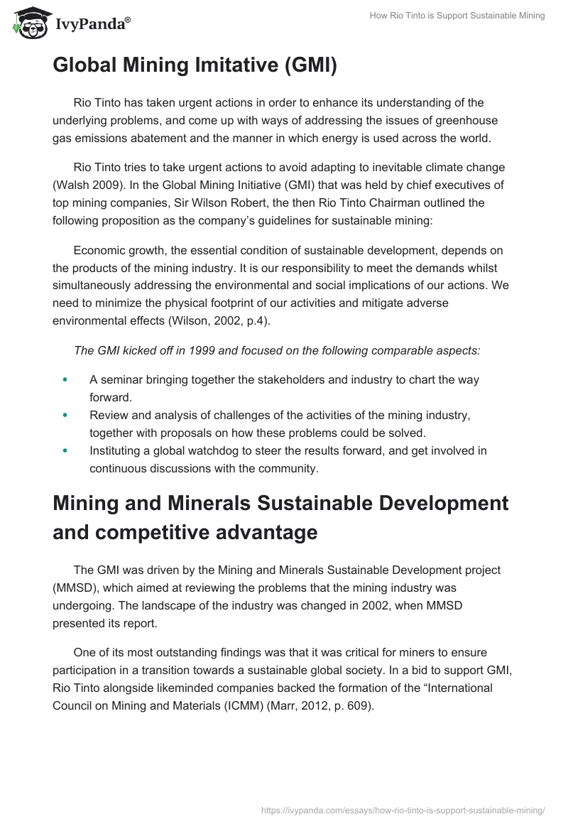 How Rio Tinto is Support Sustainable Mining. Page 2