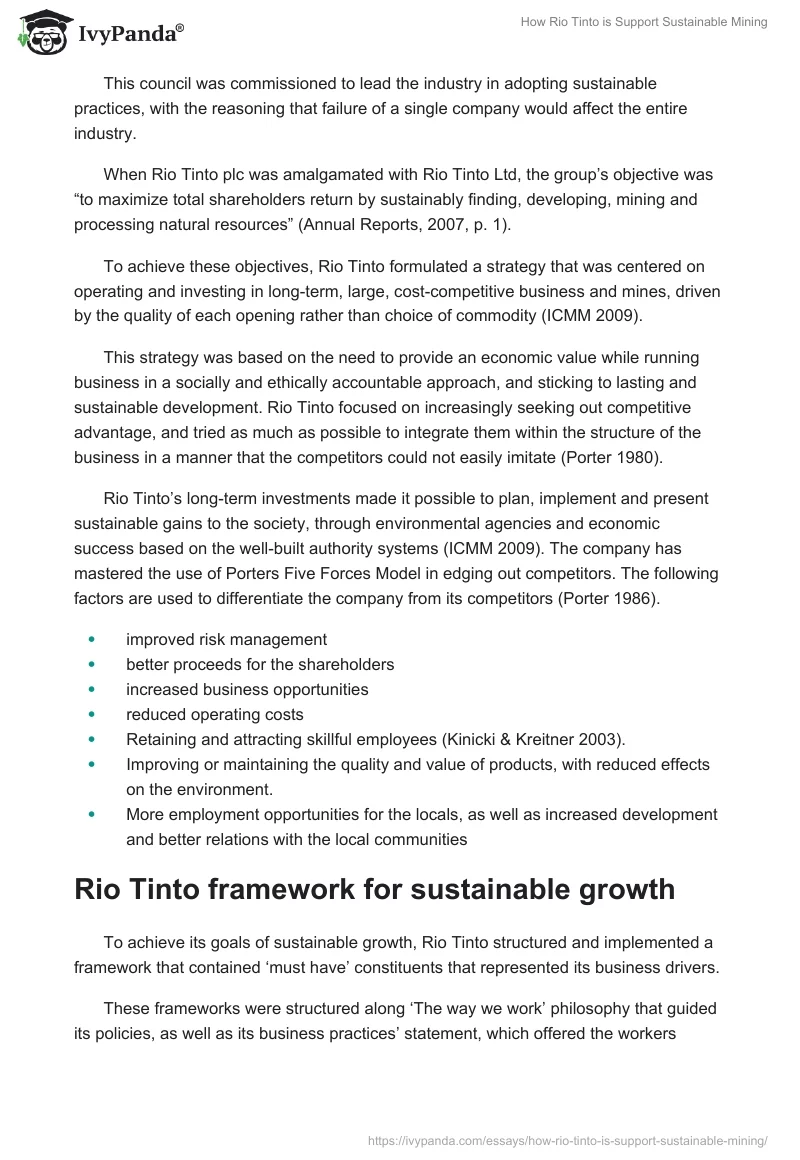 How Rio Tinto is Support Sustainable Mining. Page 3