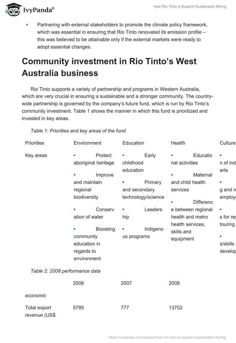 How Rio Tinto is Support Sustainable Mining. Page 5
