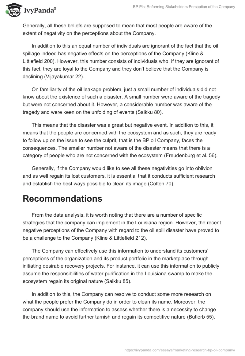 BP Plc: Reforming Stakeholders Perception of the Company. Page 4