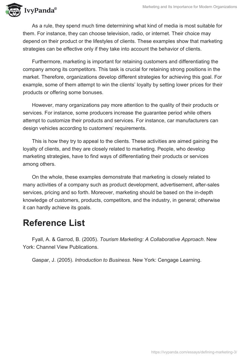 Marketing and Its Importance for Modern Organizations. Page 2