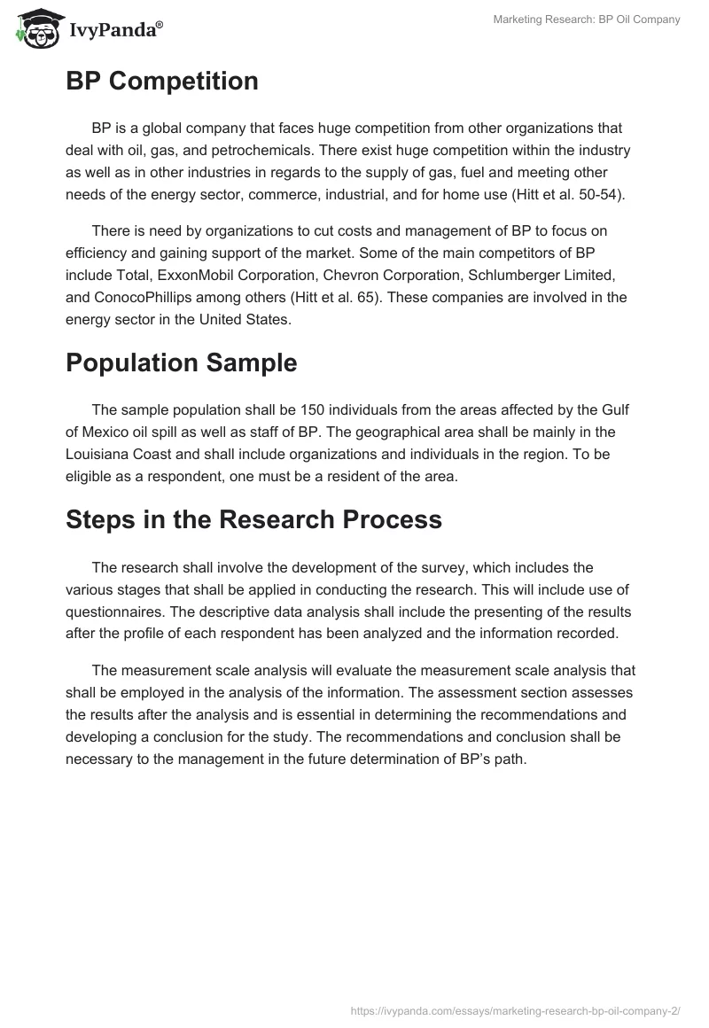 Marketing Research: BP Oil Company. Page 2