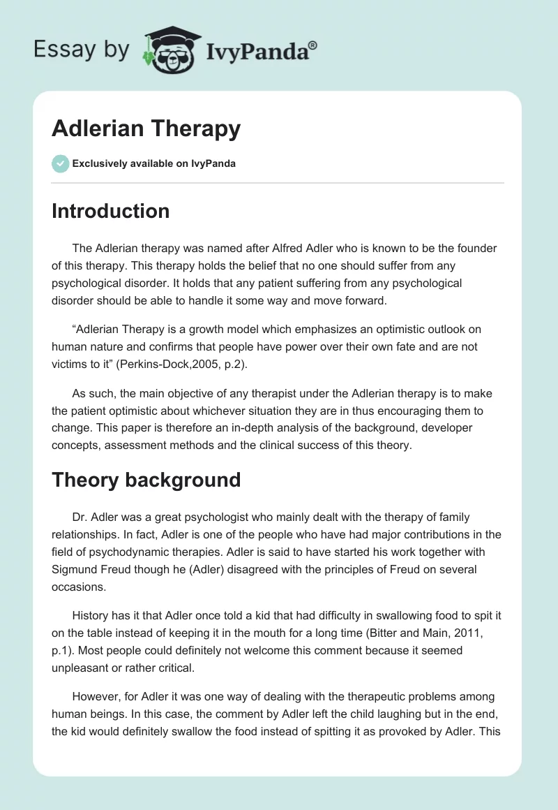 Adlerian Therapy. Page 1