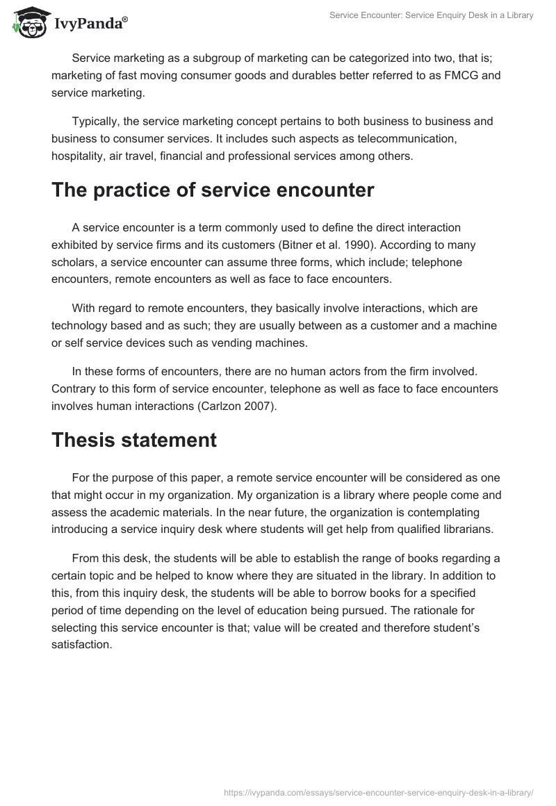 Service Encounter: Service Enquiry Desk in a Library. Page 2