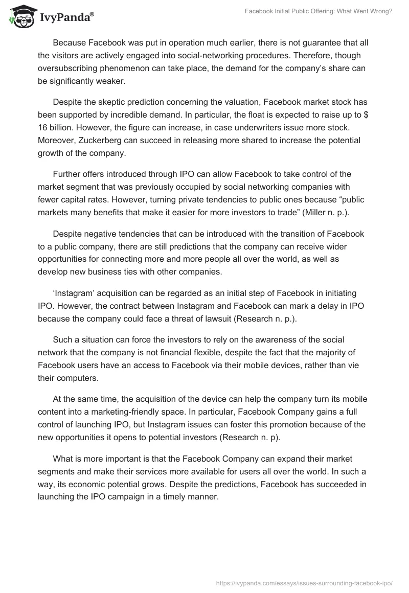 Facebook Initial Public Offering: What Went Wrong?. Page 3