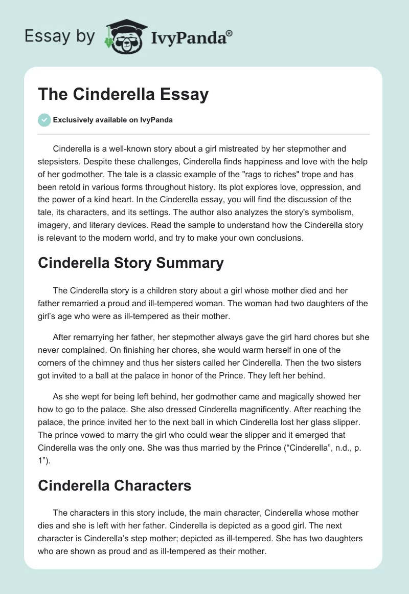 The Cinderella Essay. Page 1