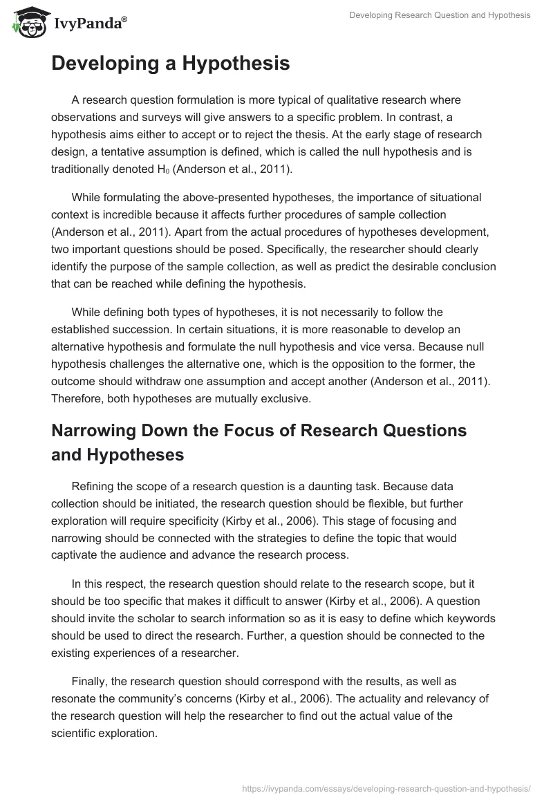 Developing Research Question and Hypothesis. Page 2