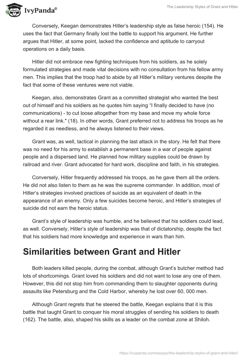 The Leadership Styles of Grant and Hitler. Page 2