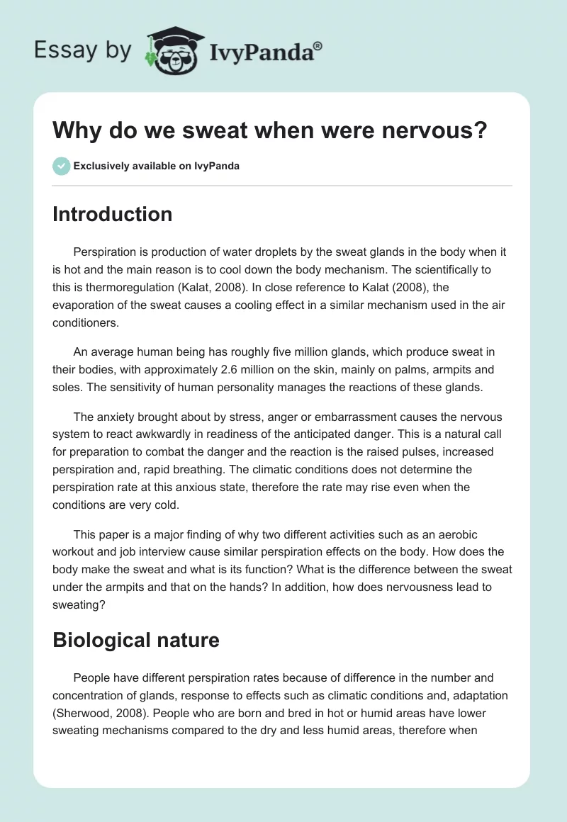 Why do we sweat when were nervous?. Page 1