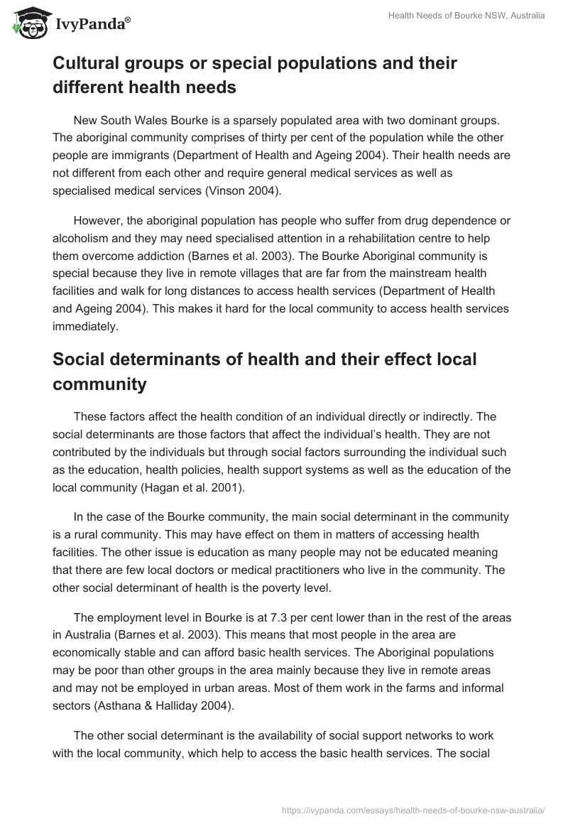 Health Needs of Bourke NSW, Australia. Page 2