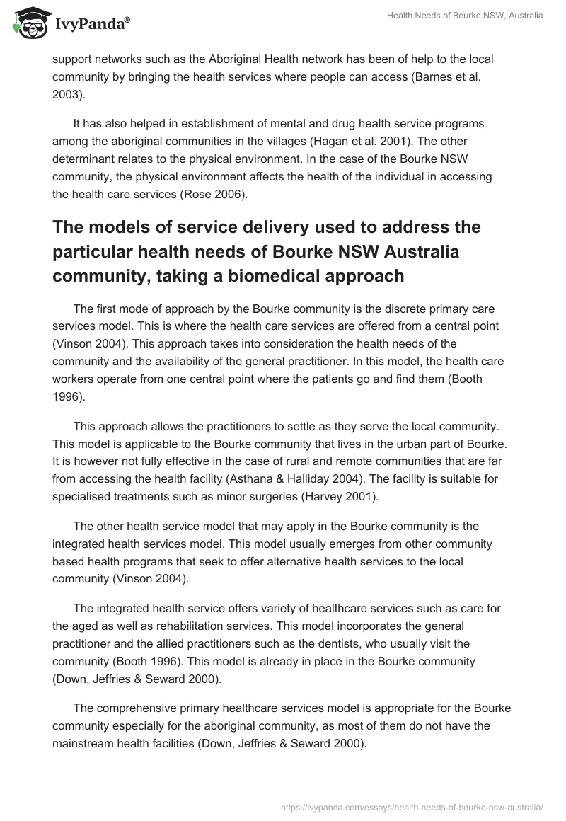 Health Needs of Bourke NSW, Australia. Page 3