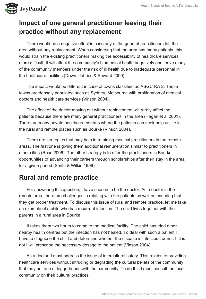 Health Needs of Bourke NSW, Australia. Page 5