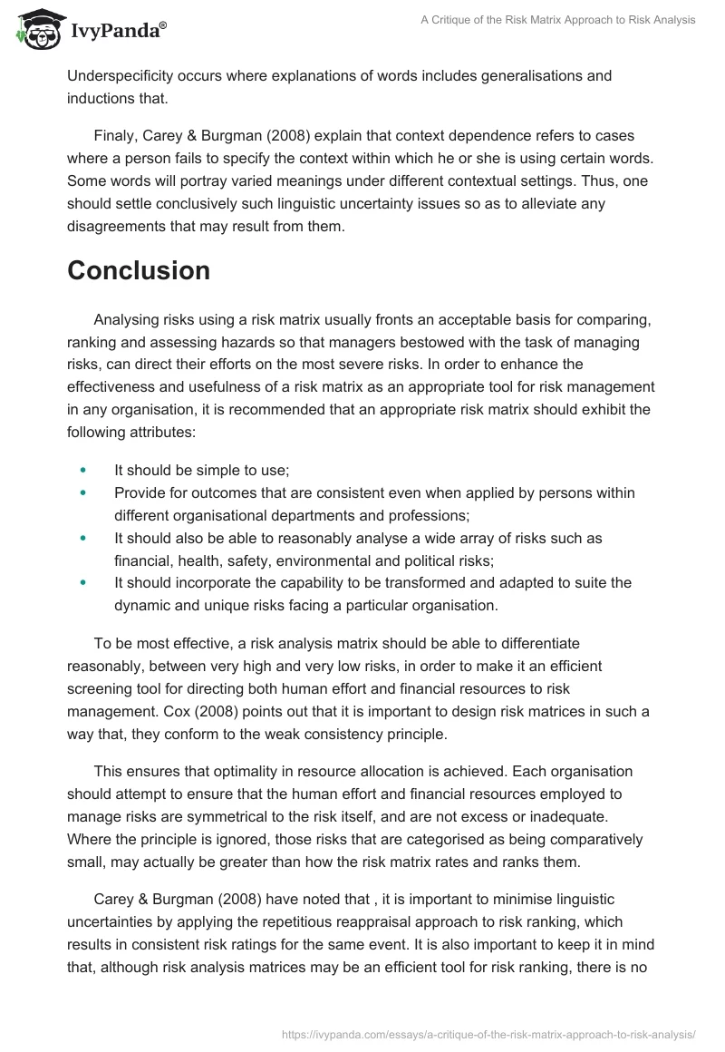 A Critique of the Risk Matrix Approach to Risk Analysis. Page 4