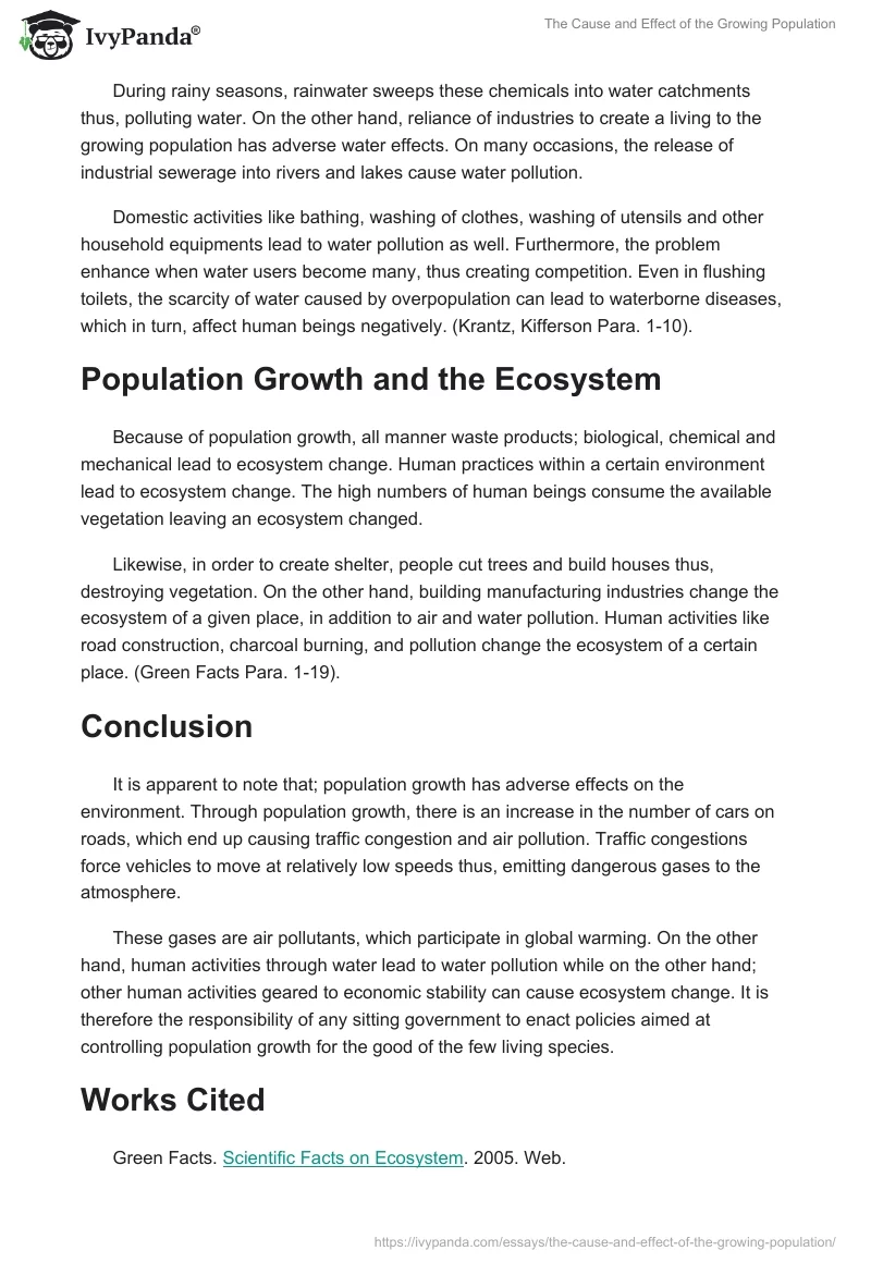 The Cause and Effect of the Growing Population. Page 3