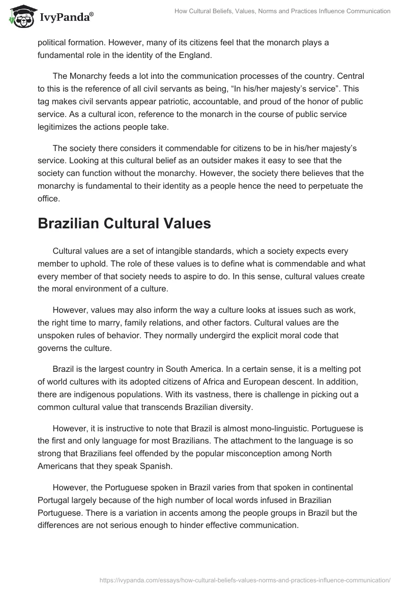 How Cultural Beliefs, Values, Norms and Practices Influence Communication. Page 2