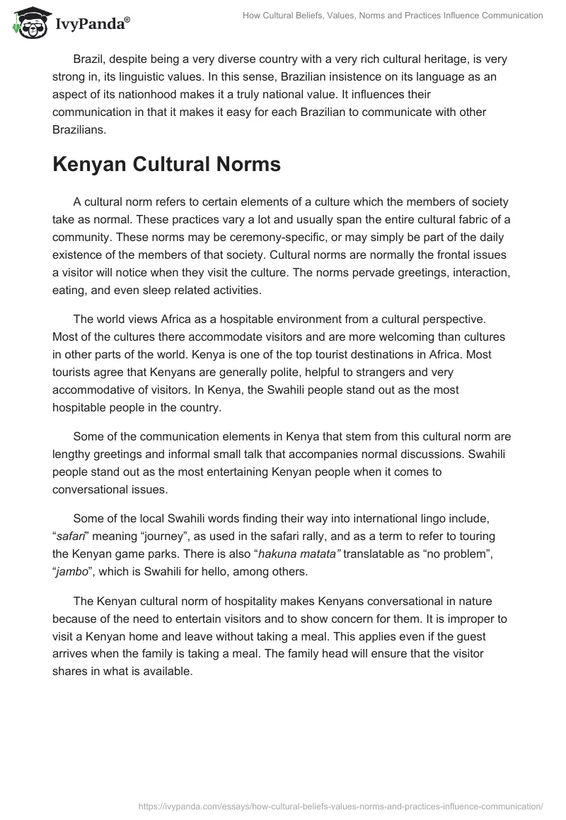 How Cultural Beliefs, Values, Norms and Practices Influence Communication. Page 3