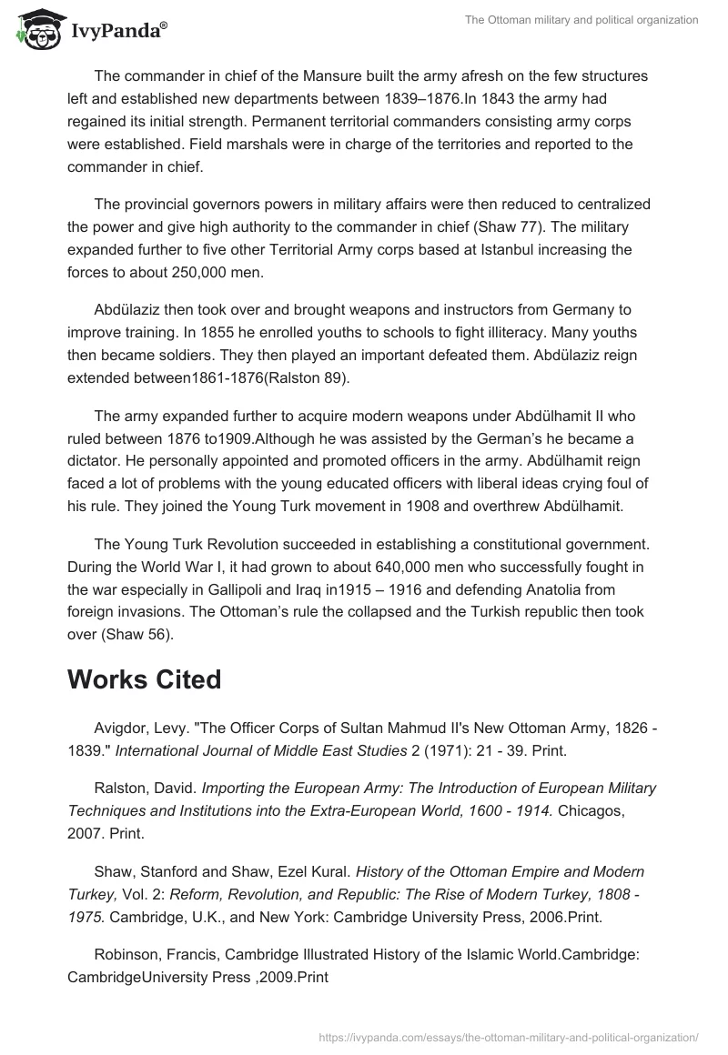 The Ottoman Military and Political Organization. Page 2