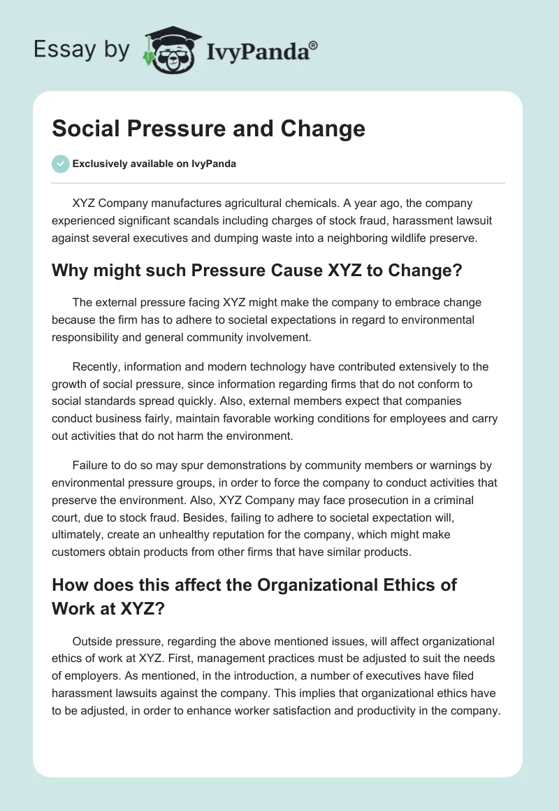 Social Pressure and Change. Page 1