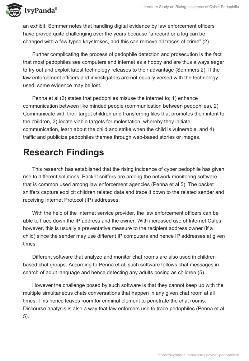 Literature Study on Rising Incidence of Cyber Pedophilia. Page 3