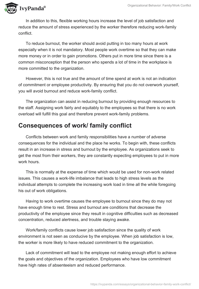 Organizational Behavior: Family/Work Conflict. Page 2