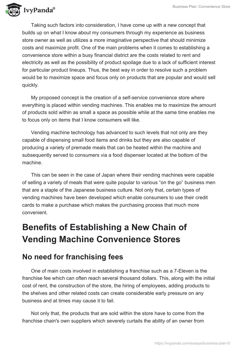 Business Plan: Convenience Store. Page 3