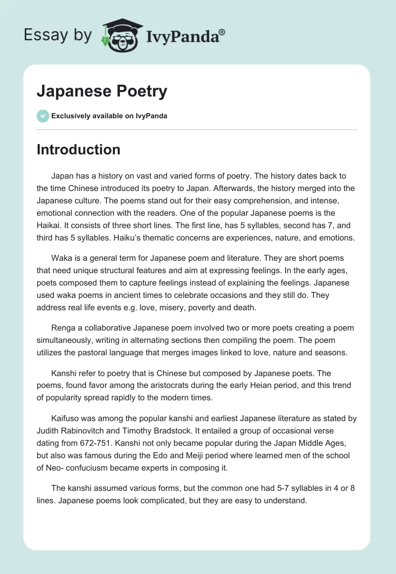 Japanese Poetry. Page 1