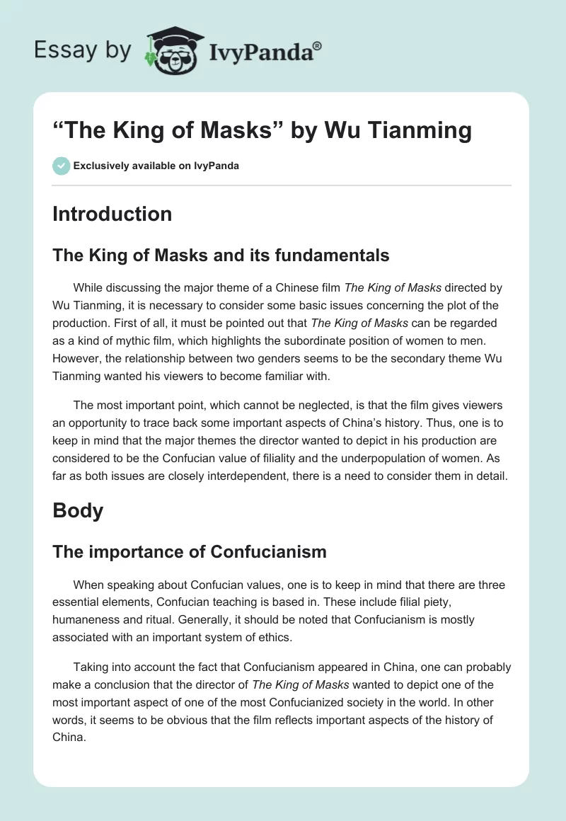 “The King of Masks” by Wu Tianming. Page 1