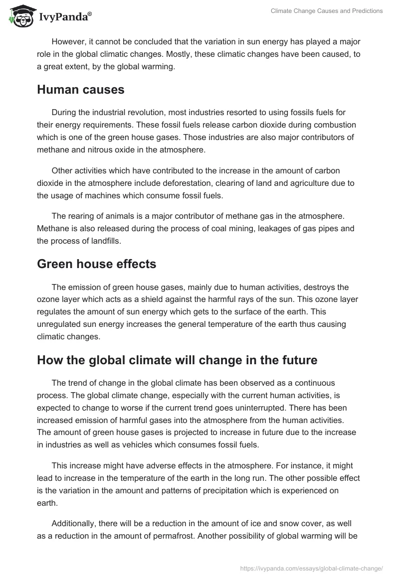 Climate Change Causes and Predictions. Page 4