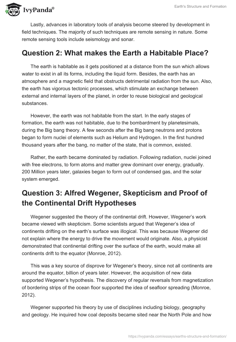 Earth's Structure and Formation. Page 2