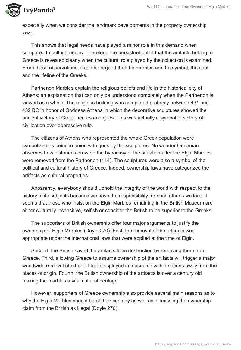 World Cultures: The True Owners of Elgin Marbles. Page 3