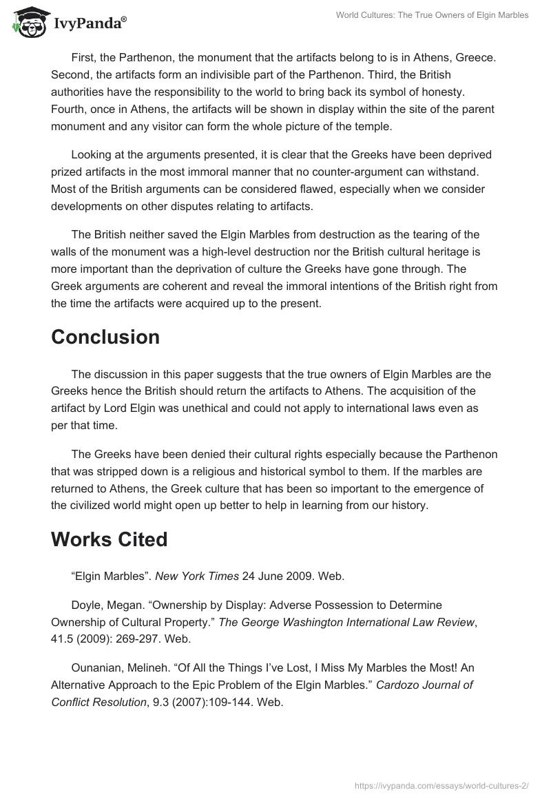World Cultures: The True Owners of Elgin Marbles. Page 4