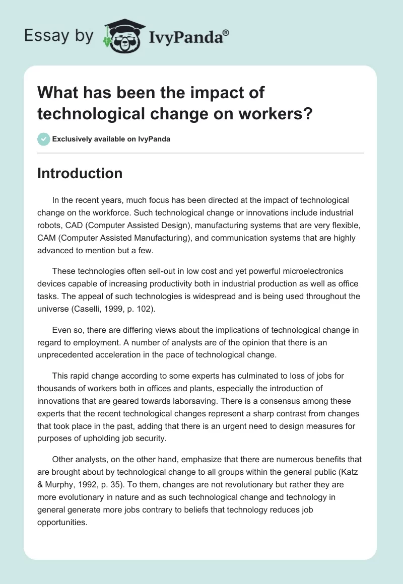 What has been the impact of technological change on workers?. Page 1