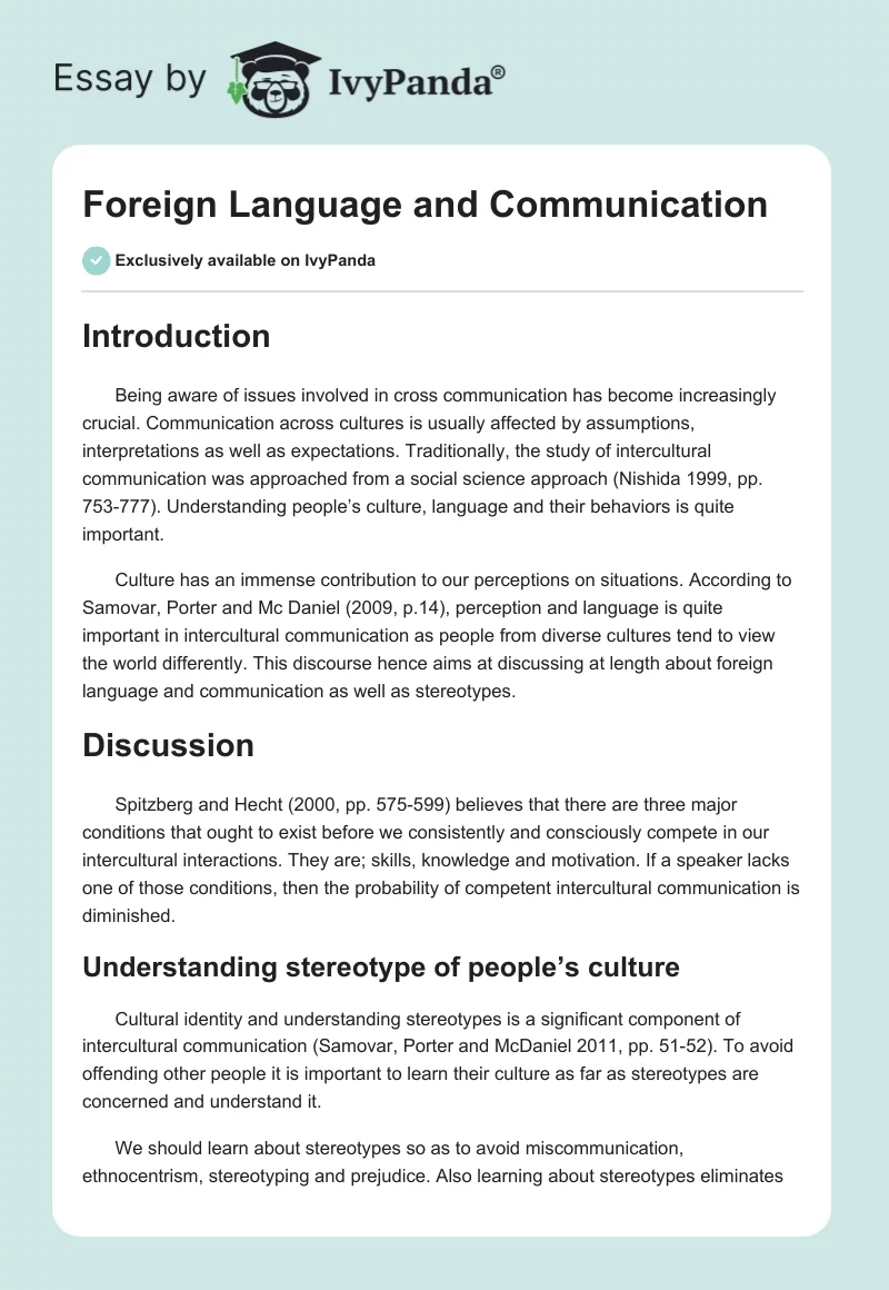 Foreign Language and Communication. Page 1
