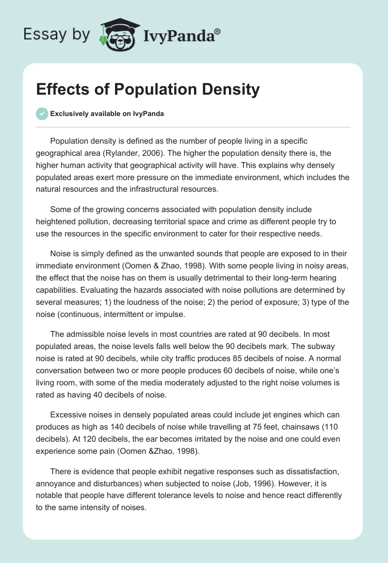 Effects of Population Density. Page 1