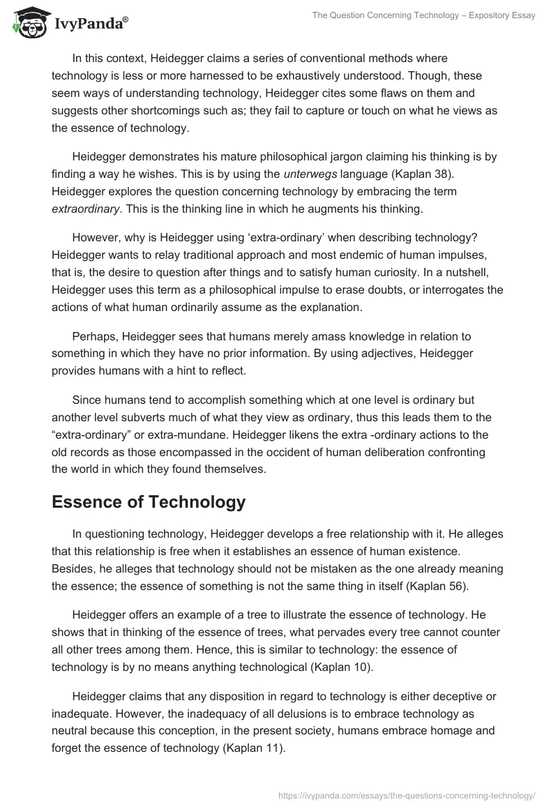 The Question Concerning Technology – Expository Essay. Page 2