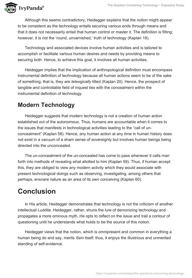 The Question Concerning Technology – Expository Essay. Page 4