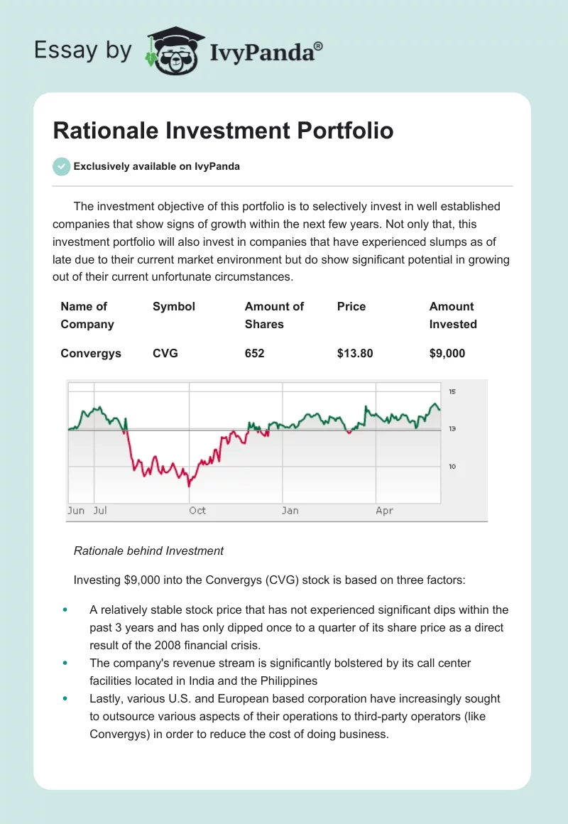Rationale Investment Portfolio. Page 1