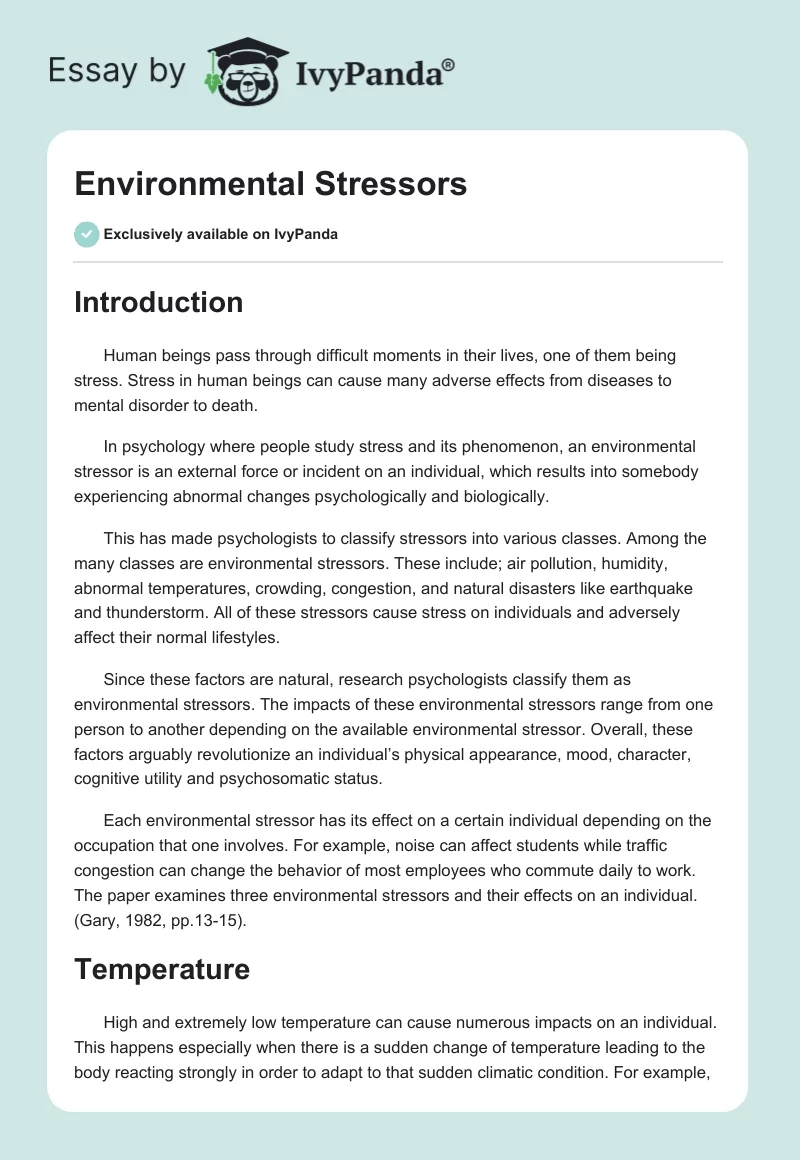 Environmental Stressors. Page 1