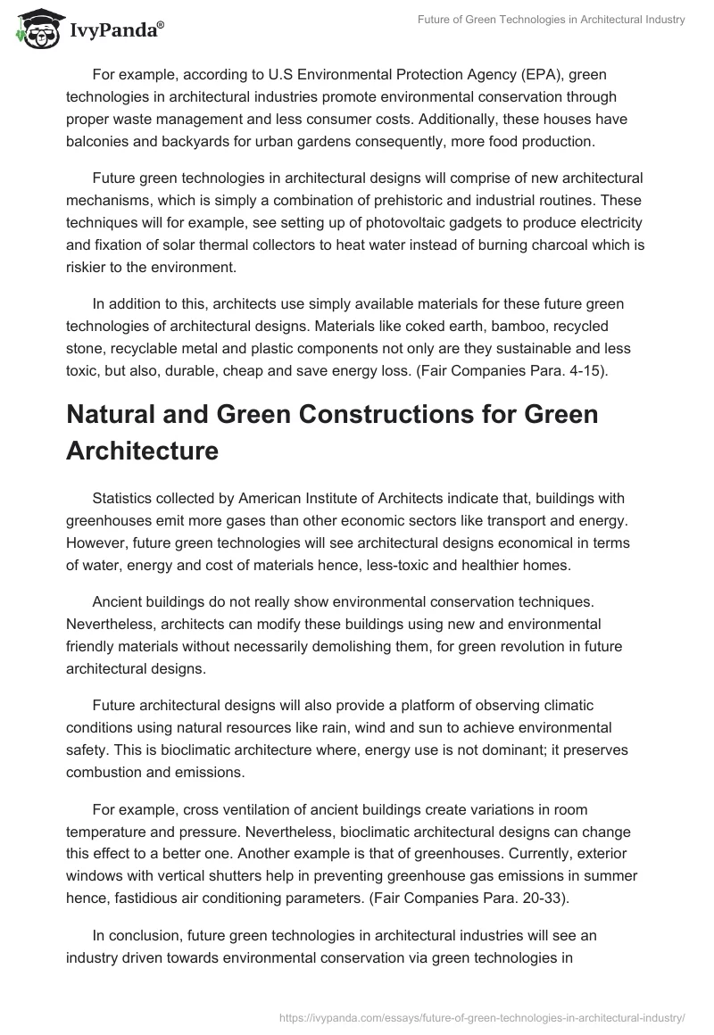 Future of Green Technologies in Architectural Industry. Page 2