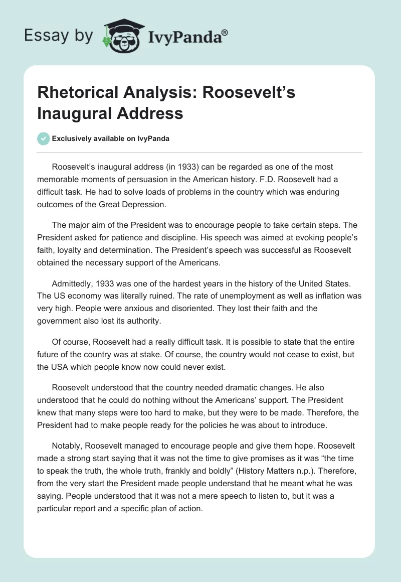 rhetorical analysis essay on jfk inaugural address