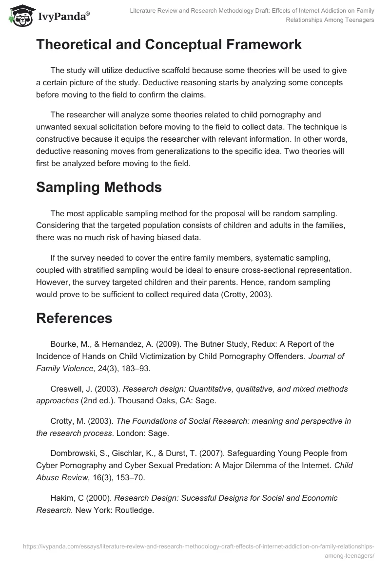 Literature Review and Research Methodology Draft: Effects of Internet Addiction on Family Relationships Among Teenagers. Page 4