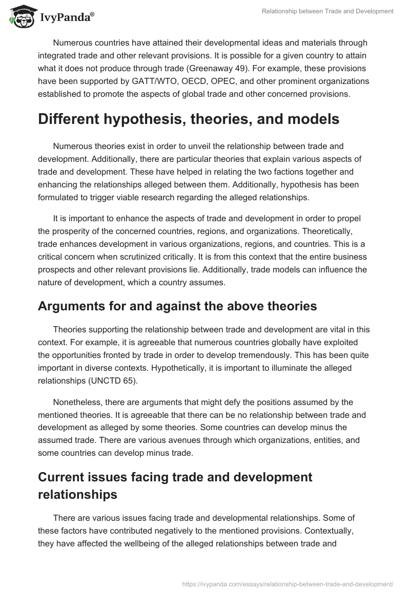 Relationship between Trade and Development. Page 2