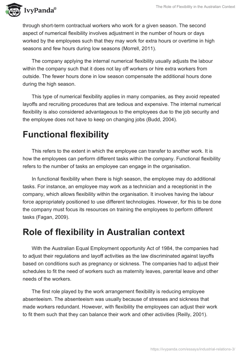 The Role of Flexibility in the Australian Context. Page 3