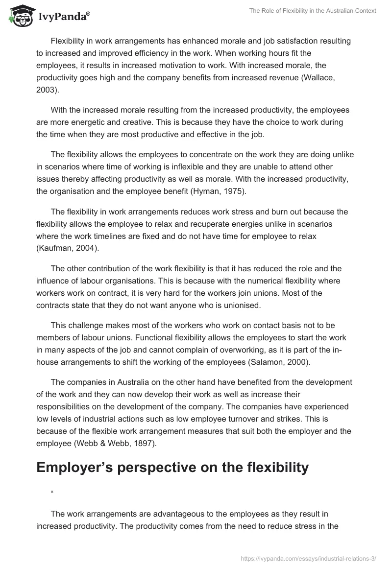 The Role of Flexibility in the Australian Context. Page 4