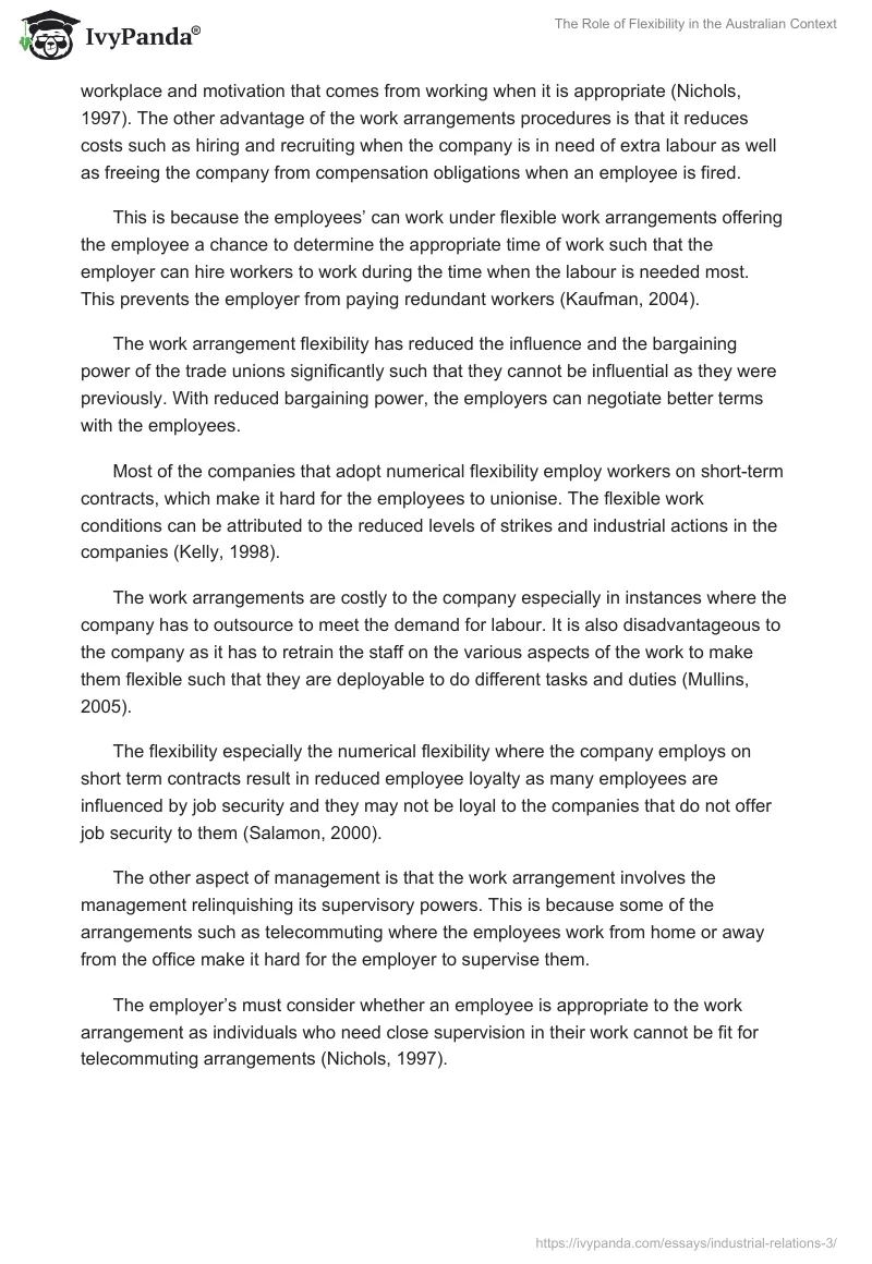 The Role of Flexibility in the Australian Context. Page 5