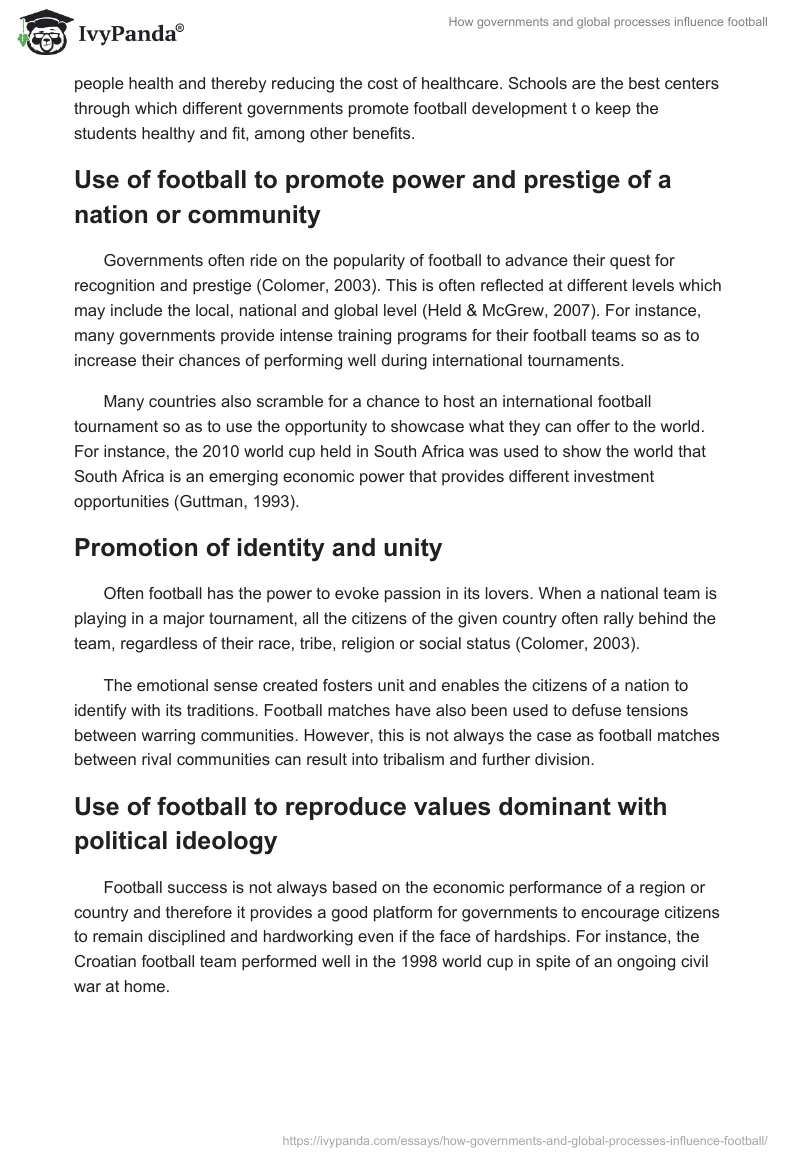 How governments and global processes influence football. Page 4