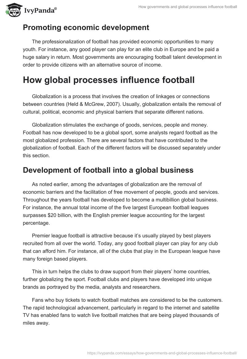 How governments and global processes influence football. Page 5