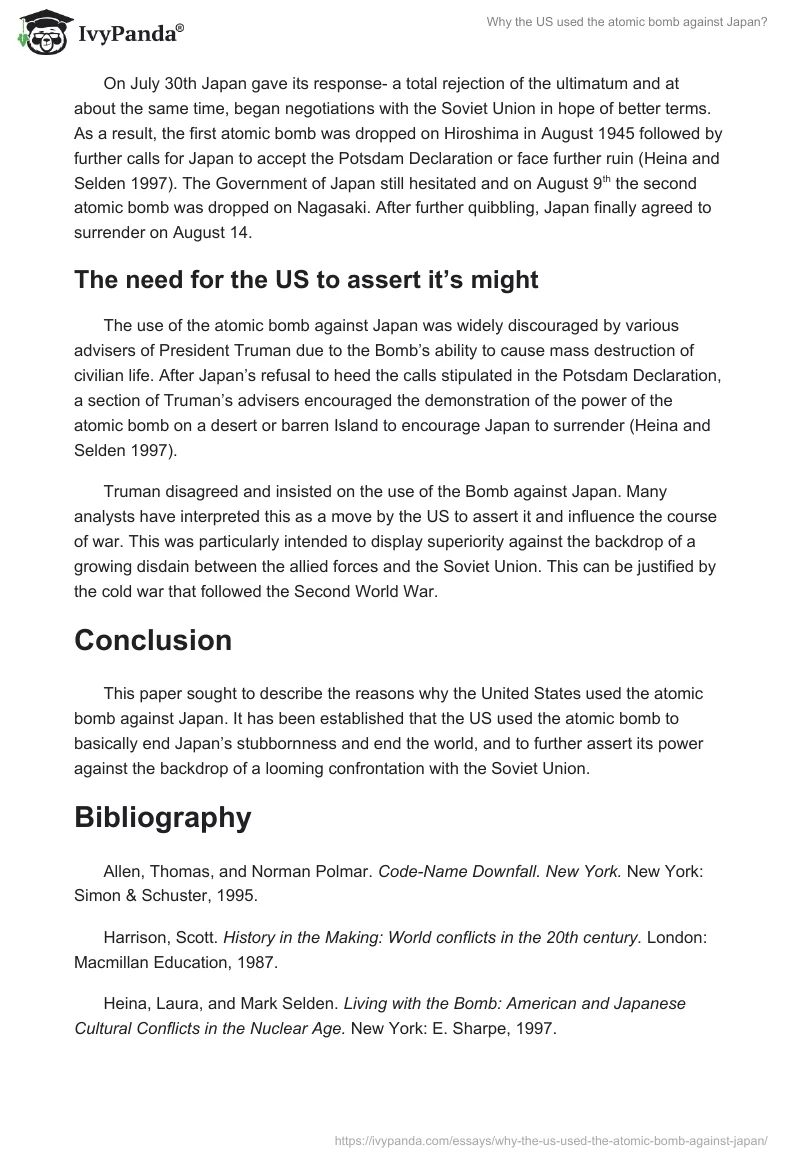 Why the US used the atomic bomb against Japan?. Page 2