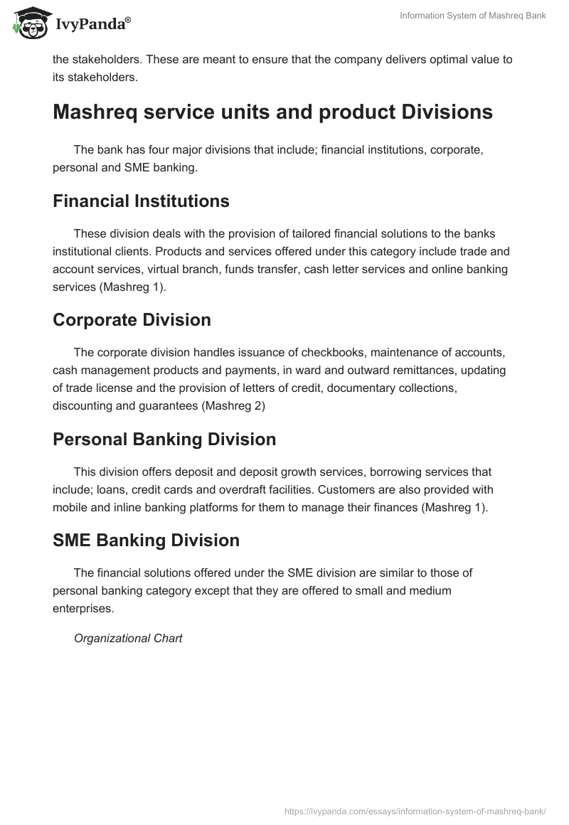 Information System of Mashreq Bank. Page 2