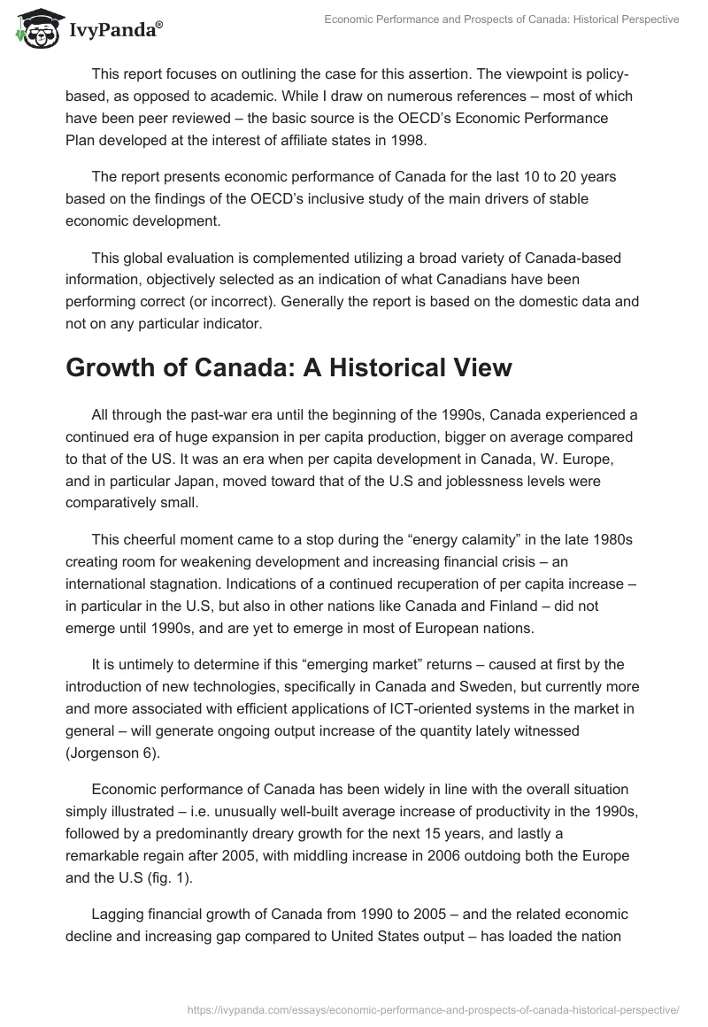 Economic Performance and Prospects of Canada: Historical Perspective. Page 2